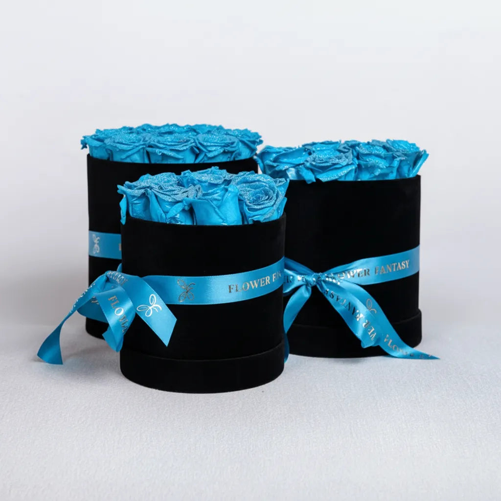 Fresh Glitter Rose Box | Sky Blue