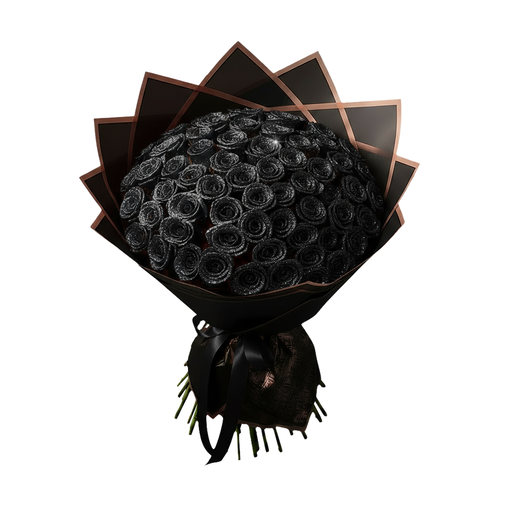 Fresh Glitter Rose Bouquet | Black