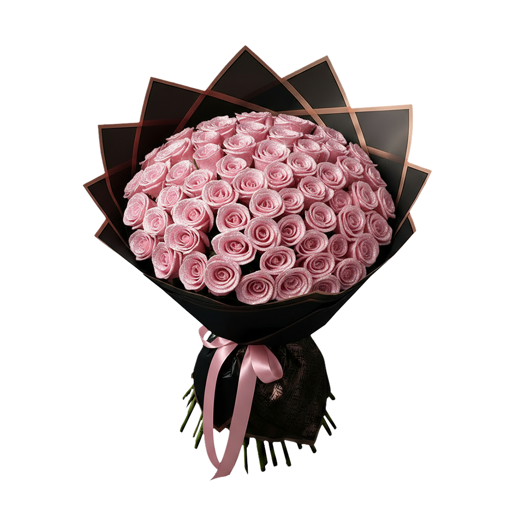 Fresh Glitter Rose Bouquet | Pink