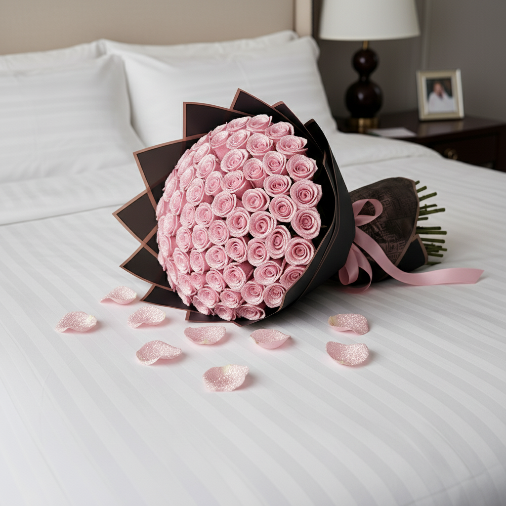 Fresh Glitter Rose Bouquet | Pink