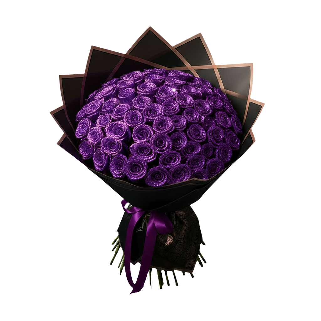 Fresh Glitter Rose Bouquet | Purple