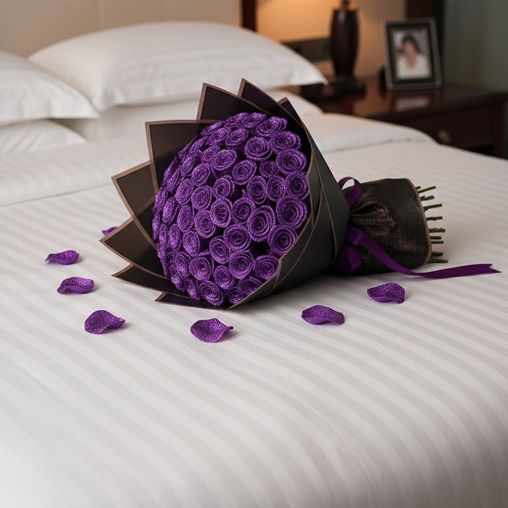 Fresh Glitter Rose Bouquet | Purple