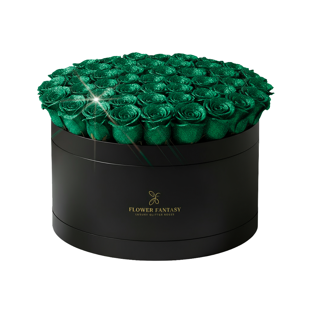 Fresh Glitter Rose Box | Emerald Green