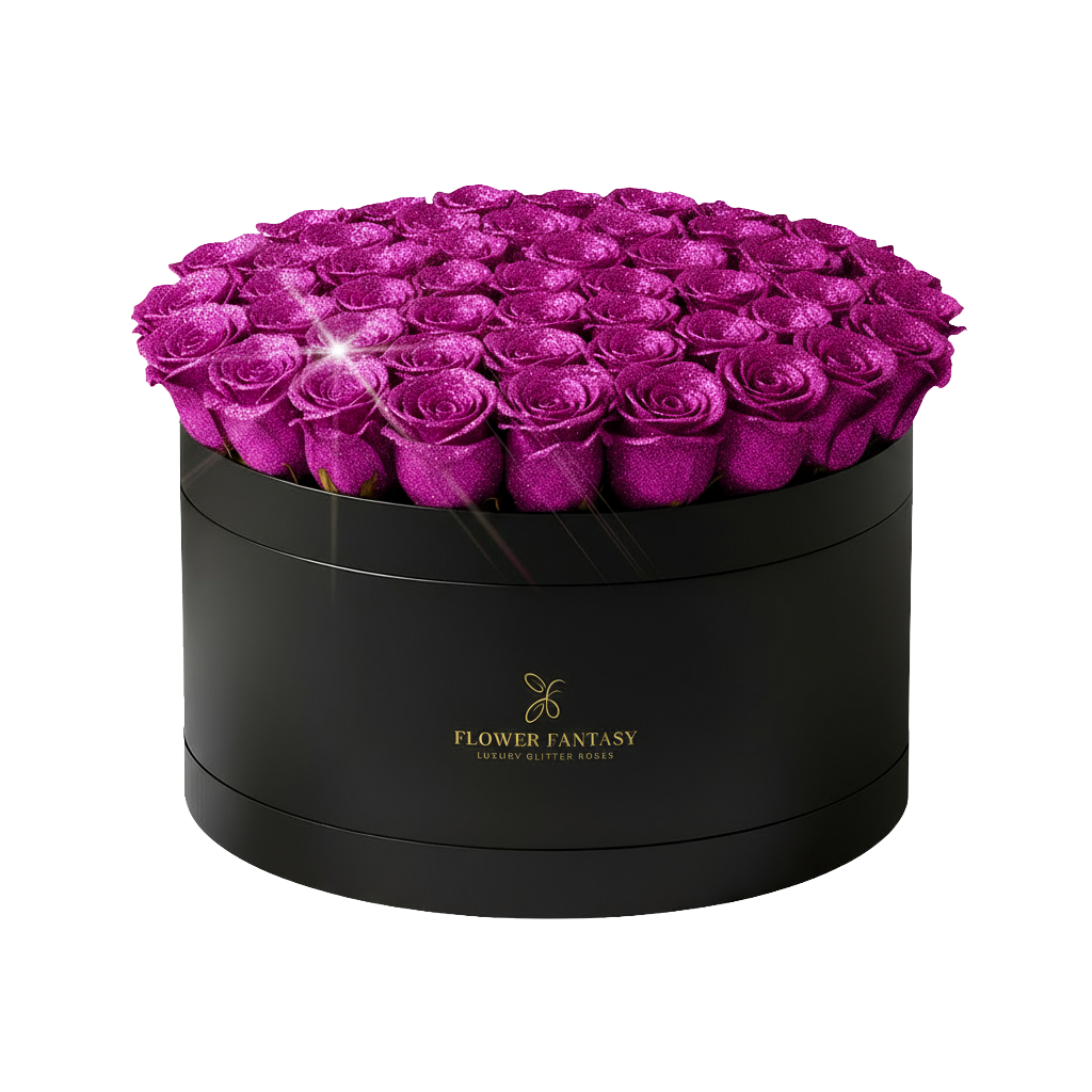 Fresh Glitter Rose Box | Fuchsia