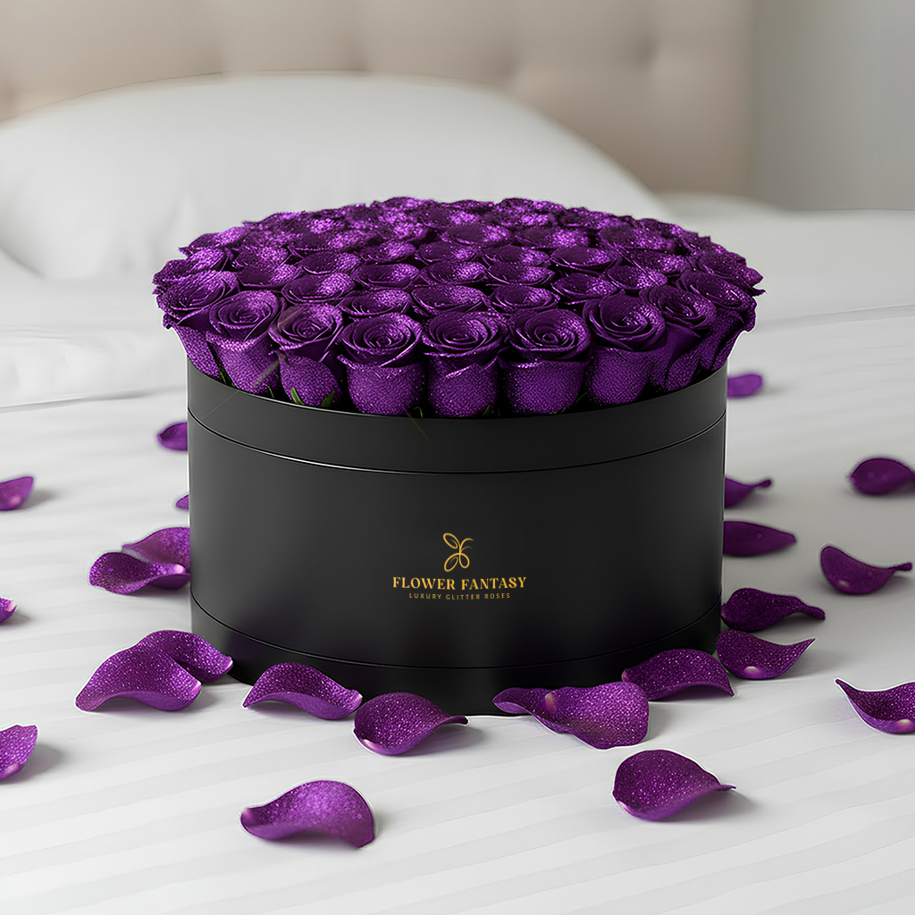 Fresh Glitter Rose Box | Purple