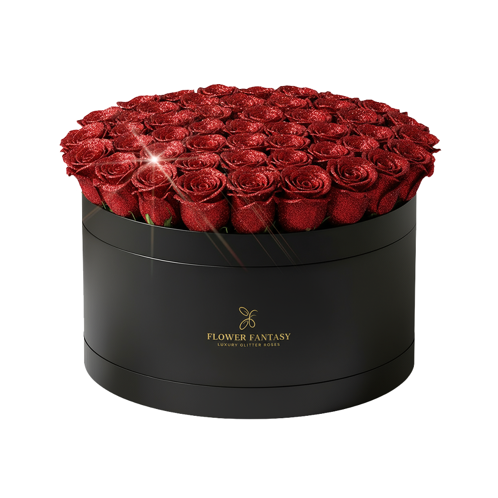Fresh Glitter Rose Box | Red