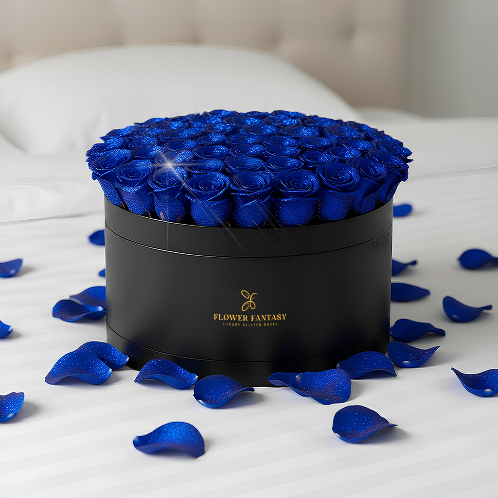 Fresh Glitter Rose Box | Royal Blue