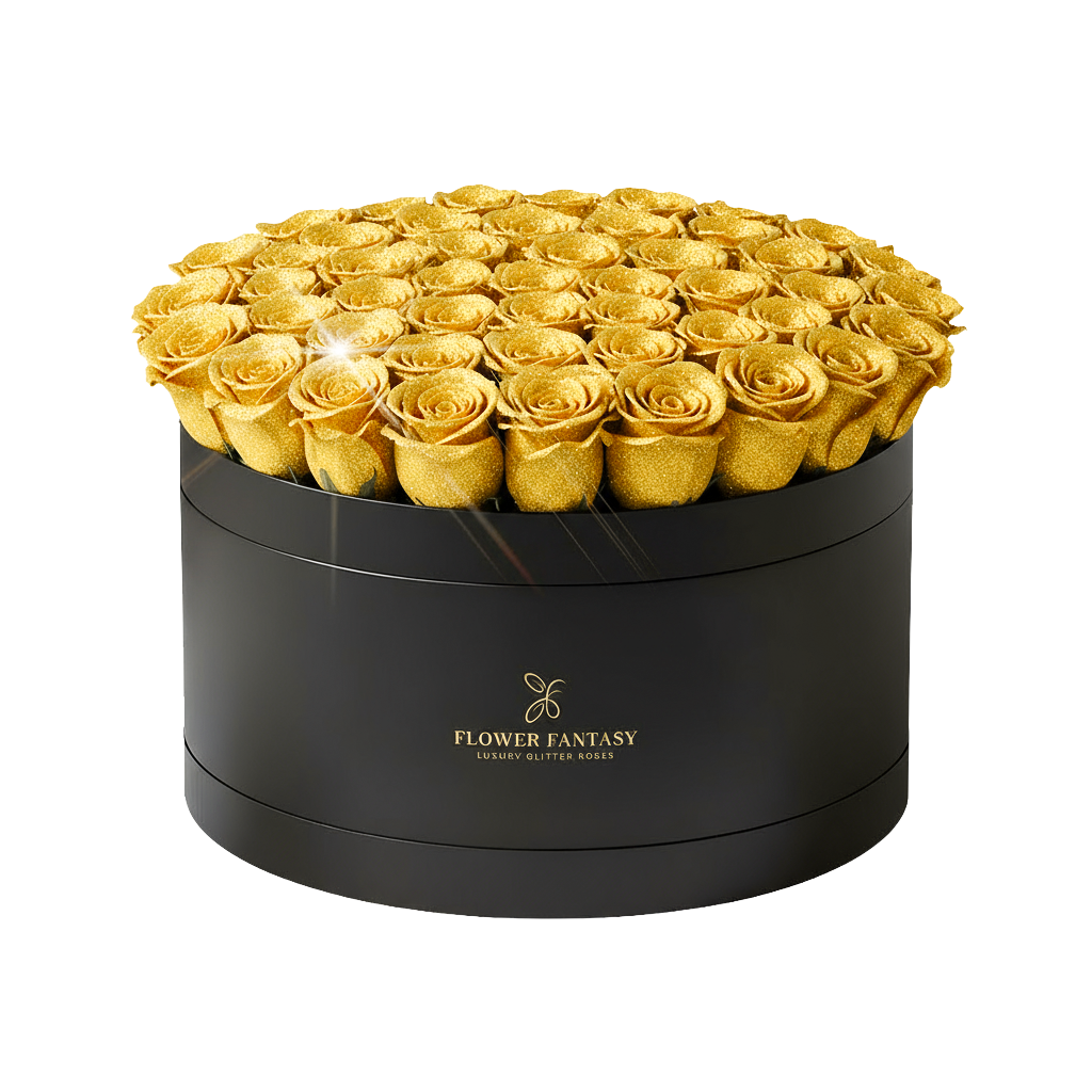 Fresh Glitter Rose Box | Yellow