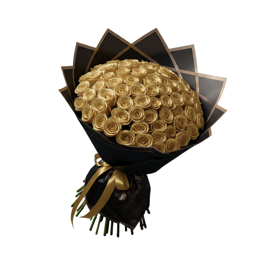 Fresh Rose Bouquet | Gold