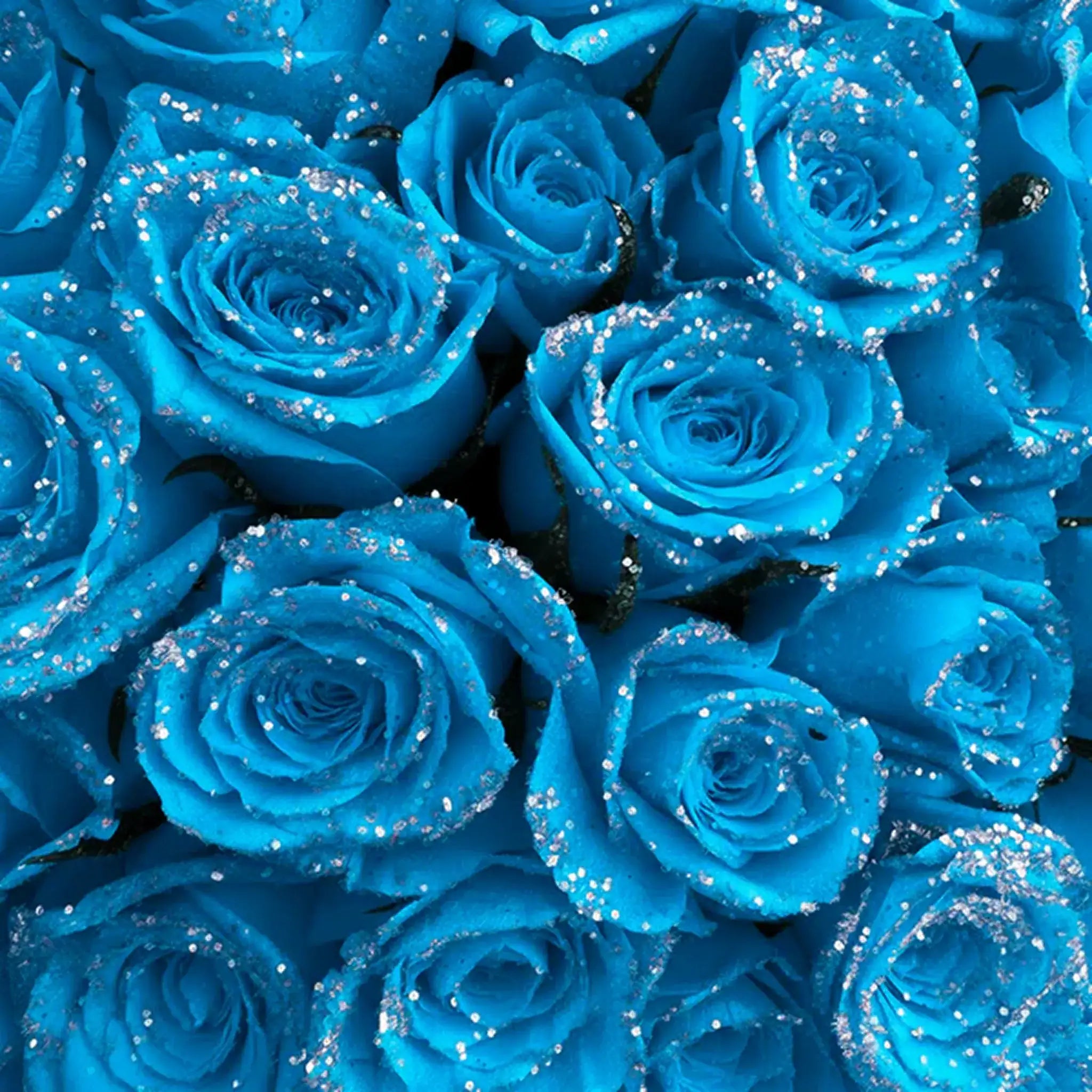 Fresh Glitter Rose Bouquet | Sky Blue