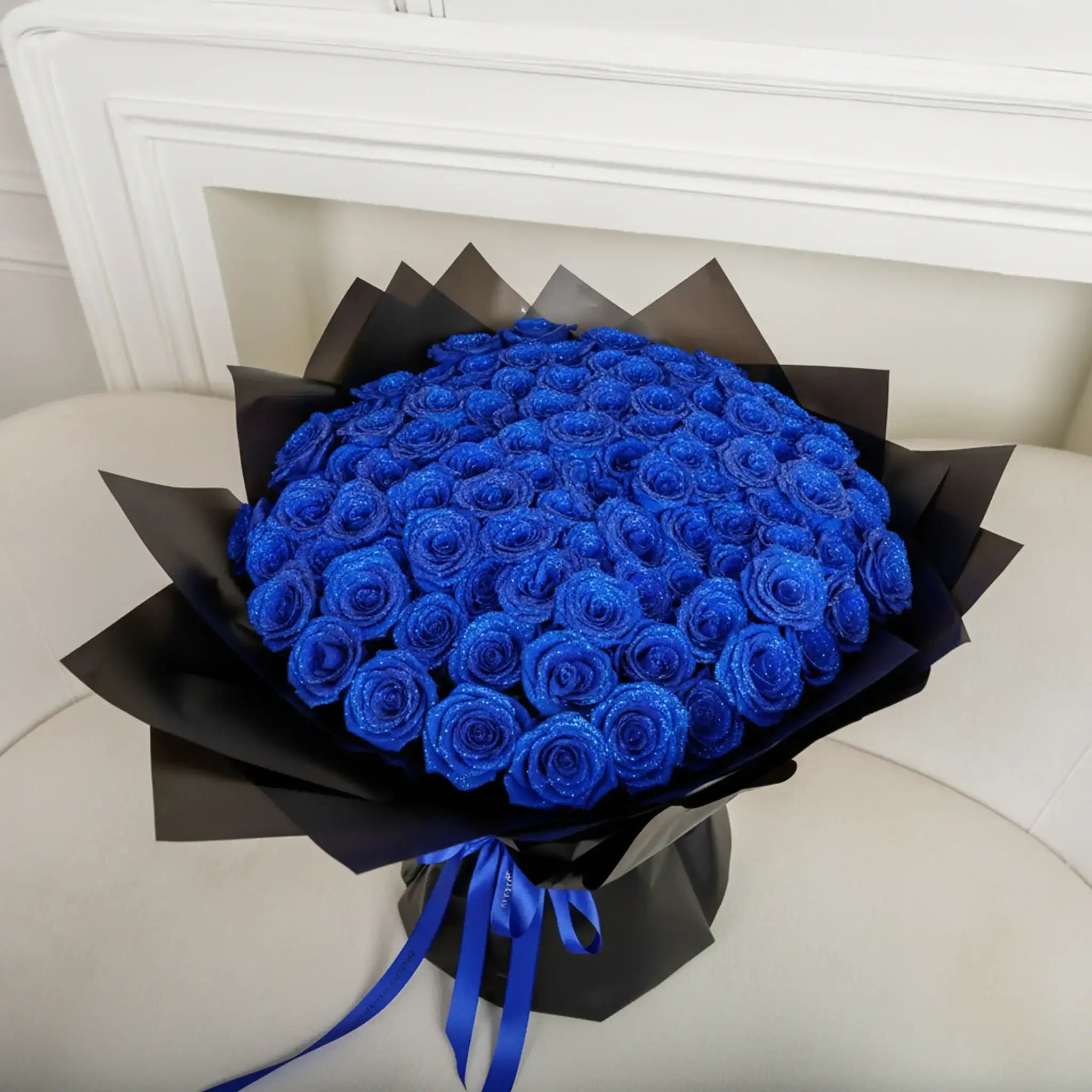 Fresh Glitter Rose Bouquet | Royal Blue