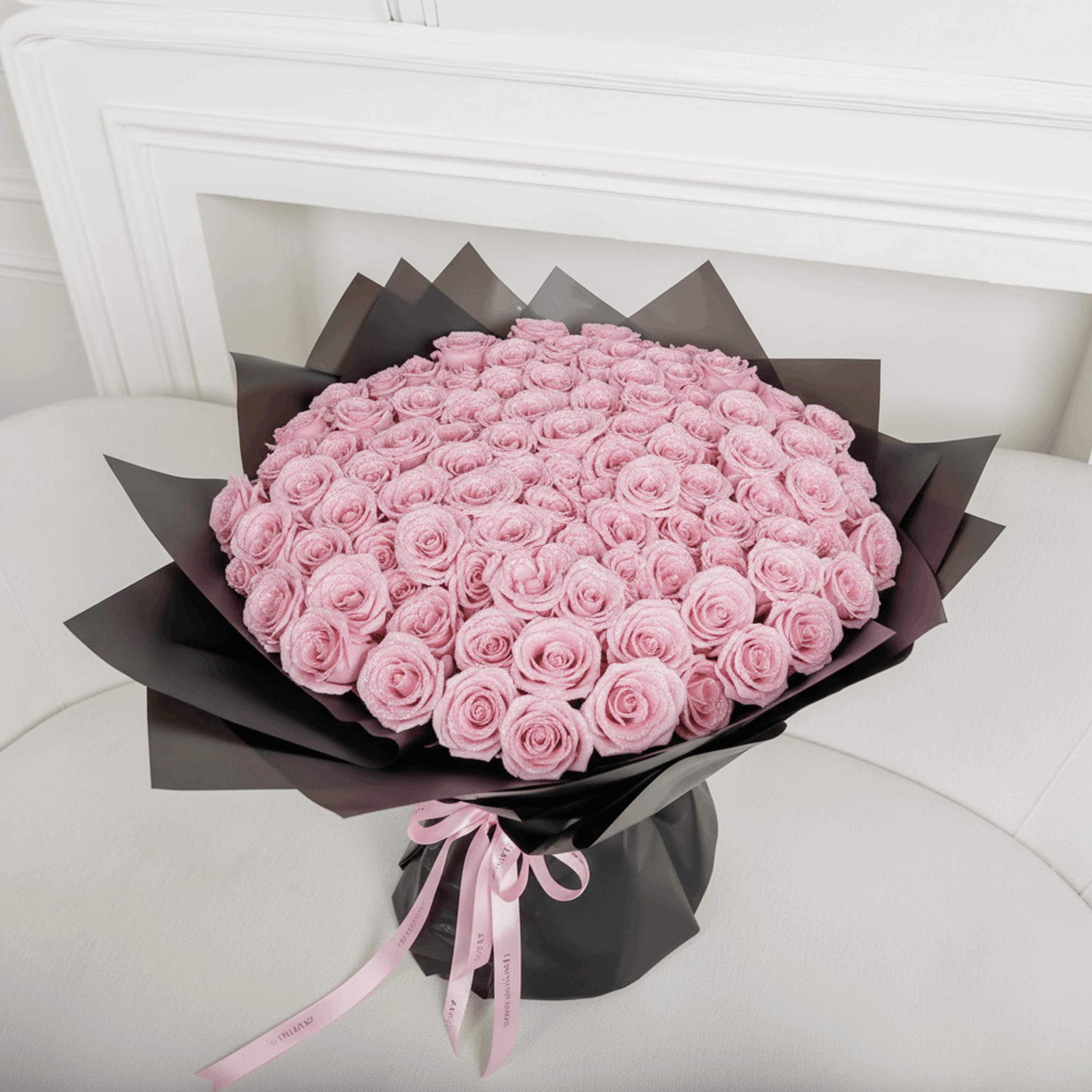 Fresh Glitter Rose Bouquet | Pink