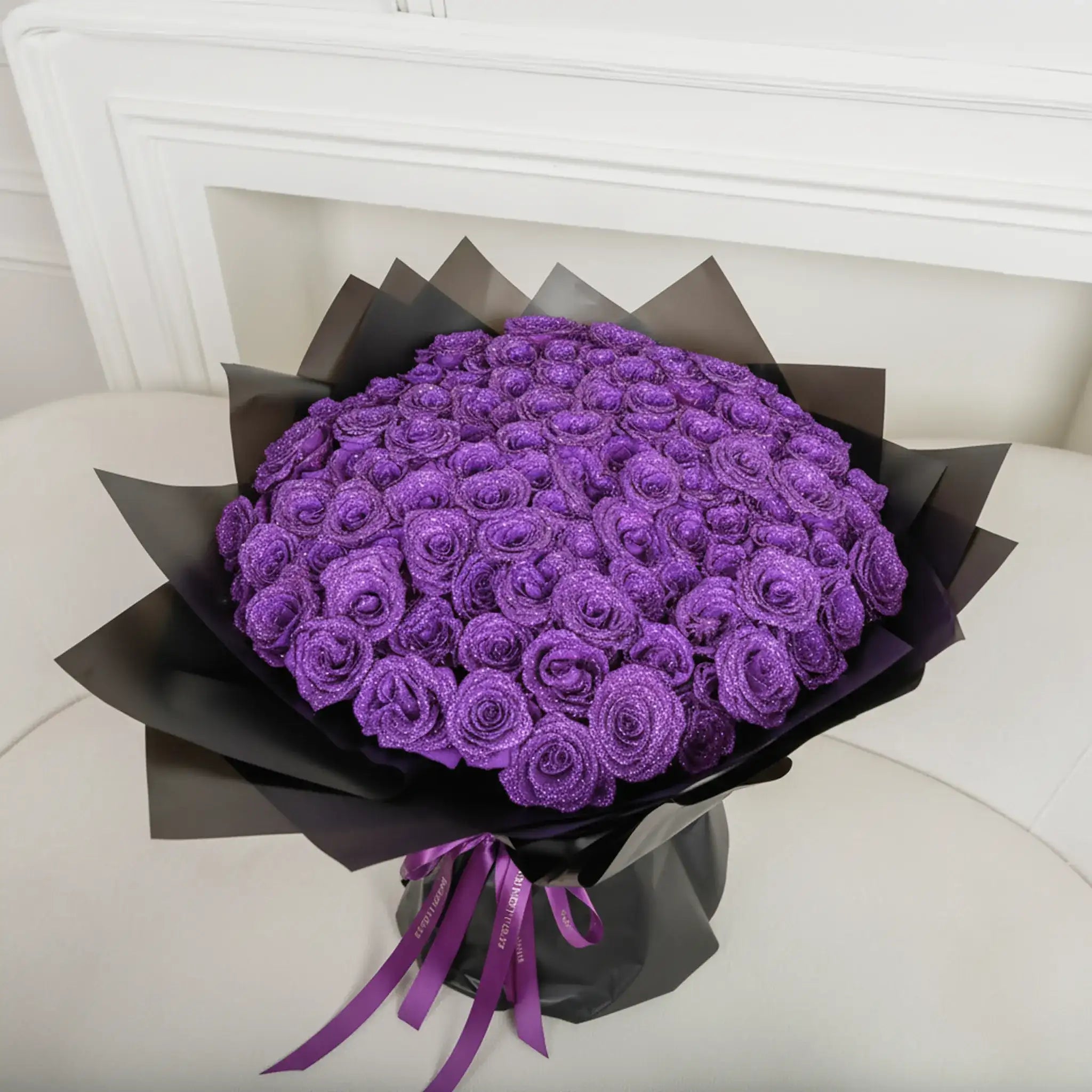 Fresh Glitter Rose Bouquet | Purple