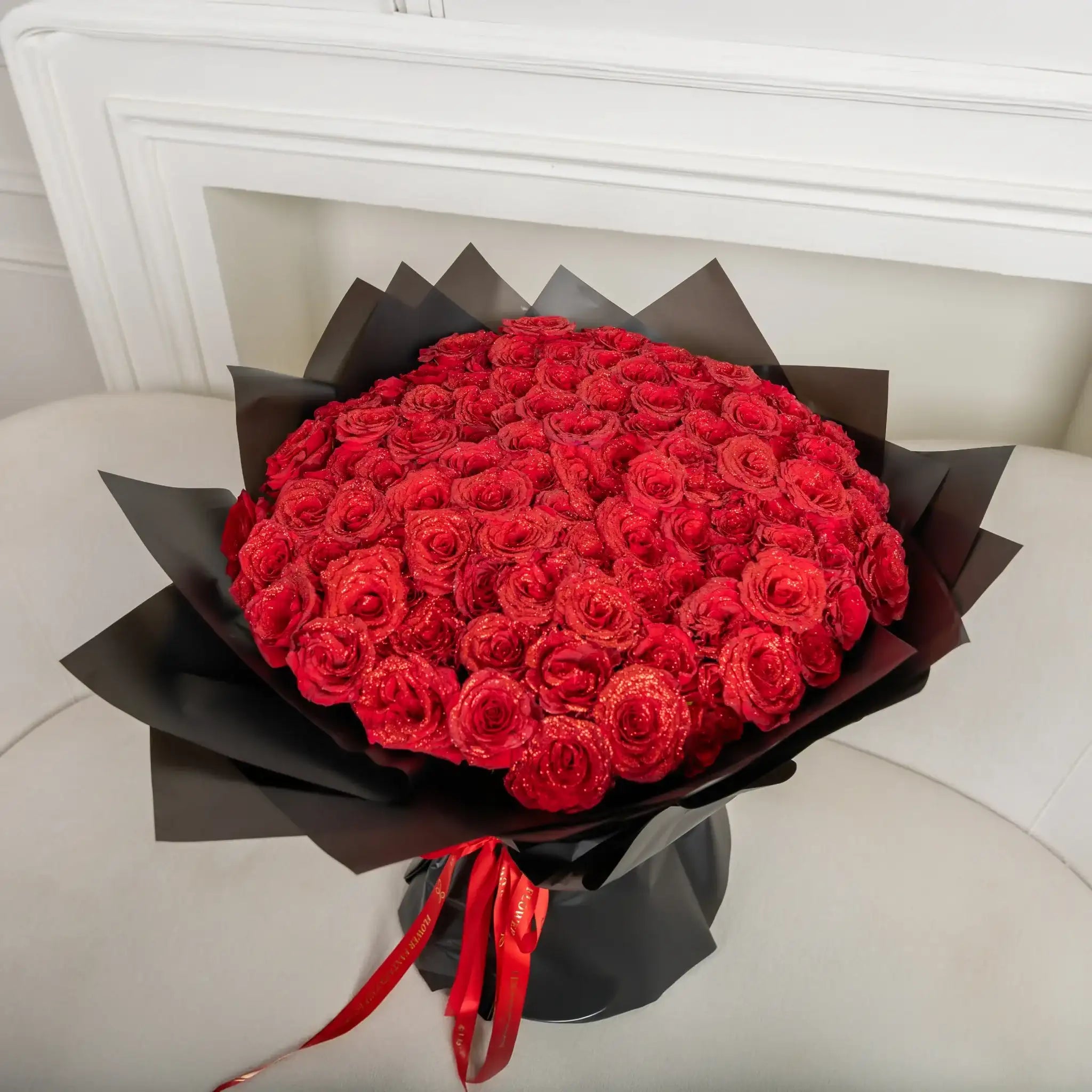 Fresh Glitter Rose Bouquet | Red