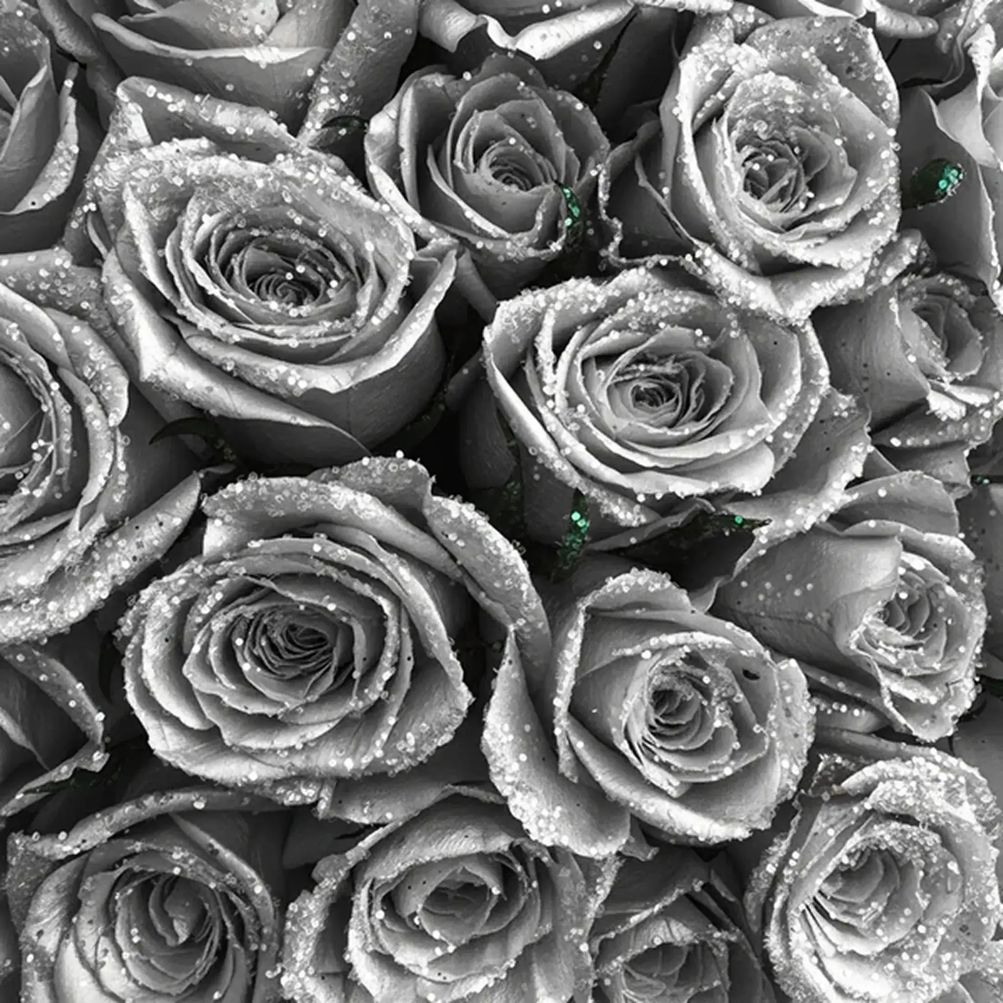Fresh Glitter Rose Bouquet | Silver