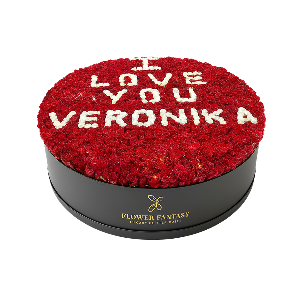 Fresh Glitter Rose Box Letter