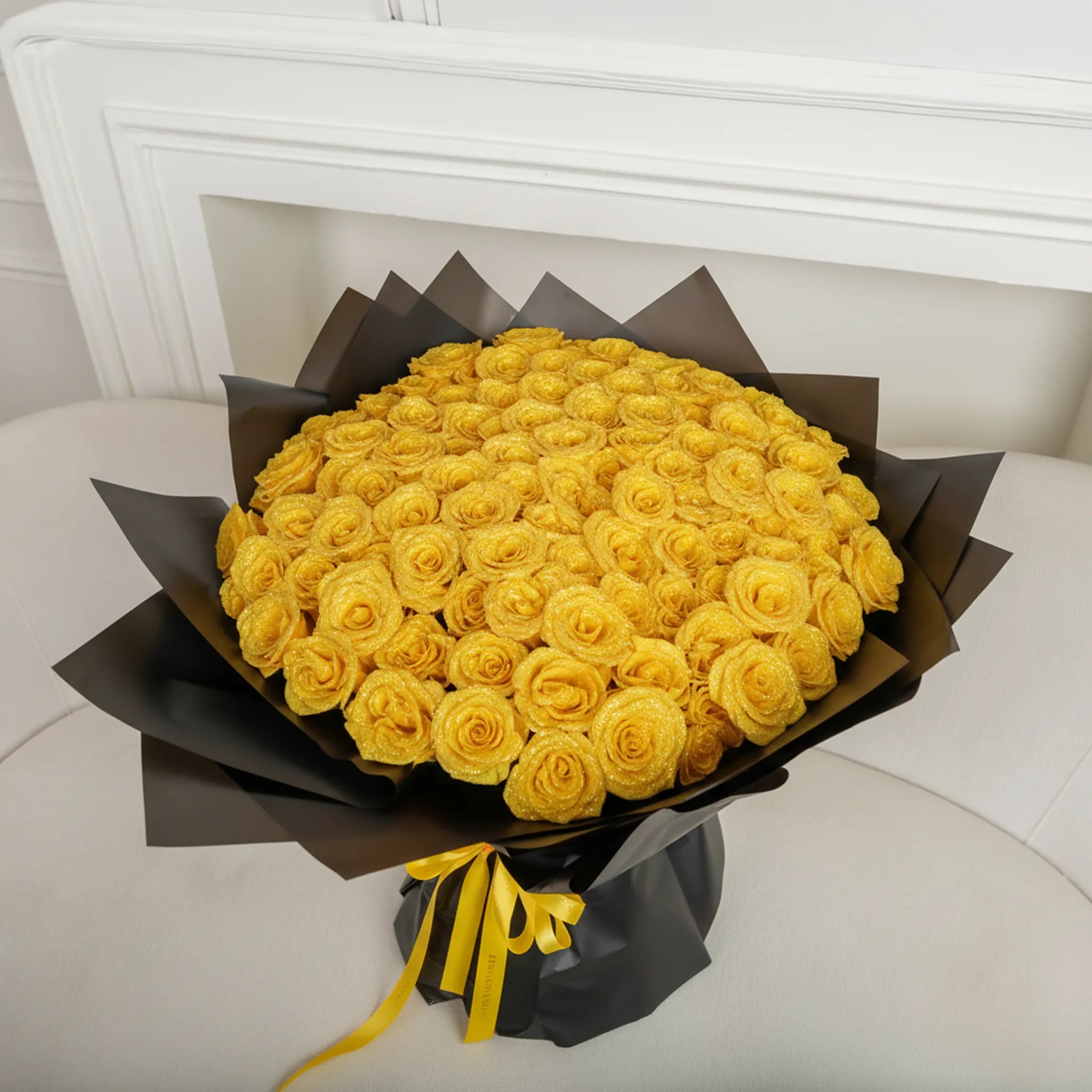 Fresh Glitter Rose Bouquet | Yellow
