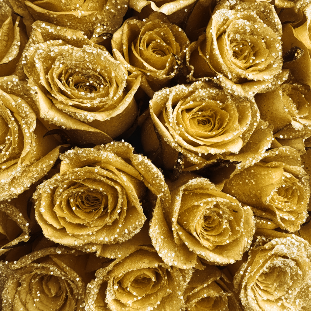 Fresh Glitter Rose Box | Gold