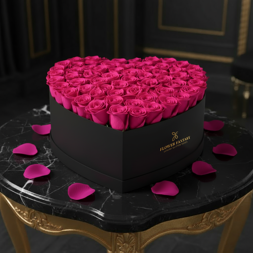 Heart Rose Box | Fuchsia