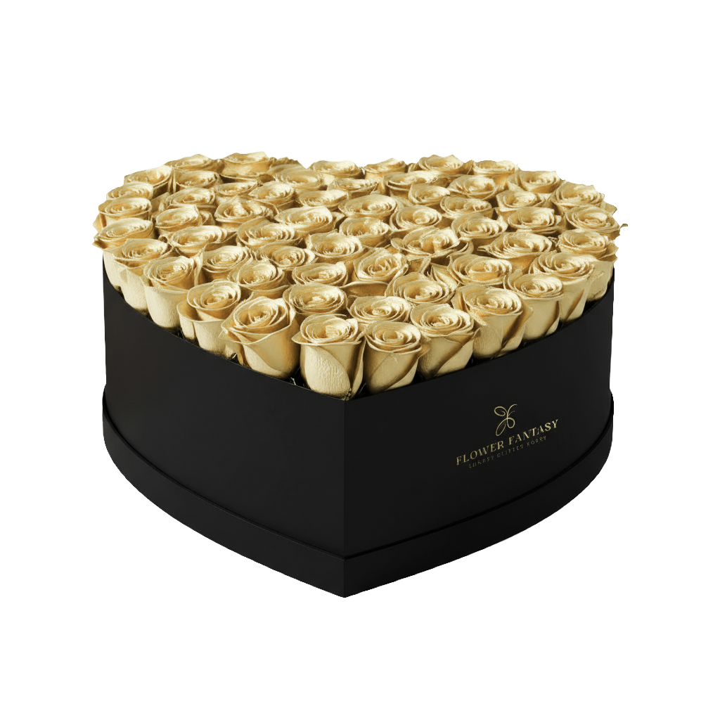 Heart Rose Box | Gold
