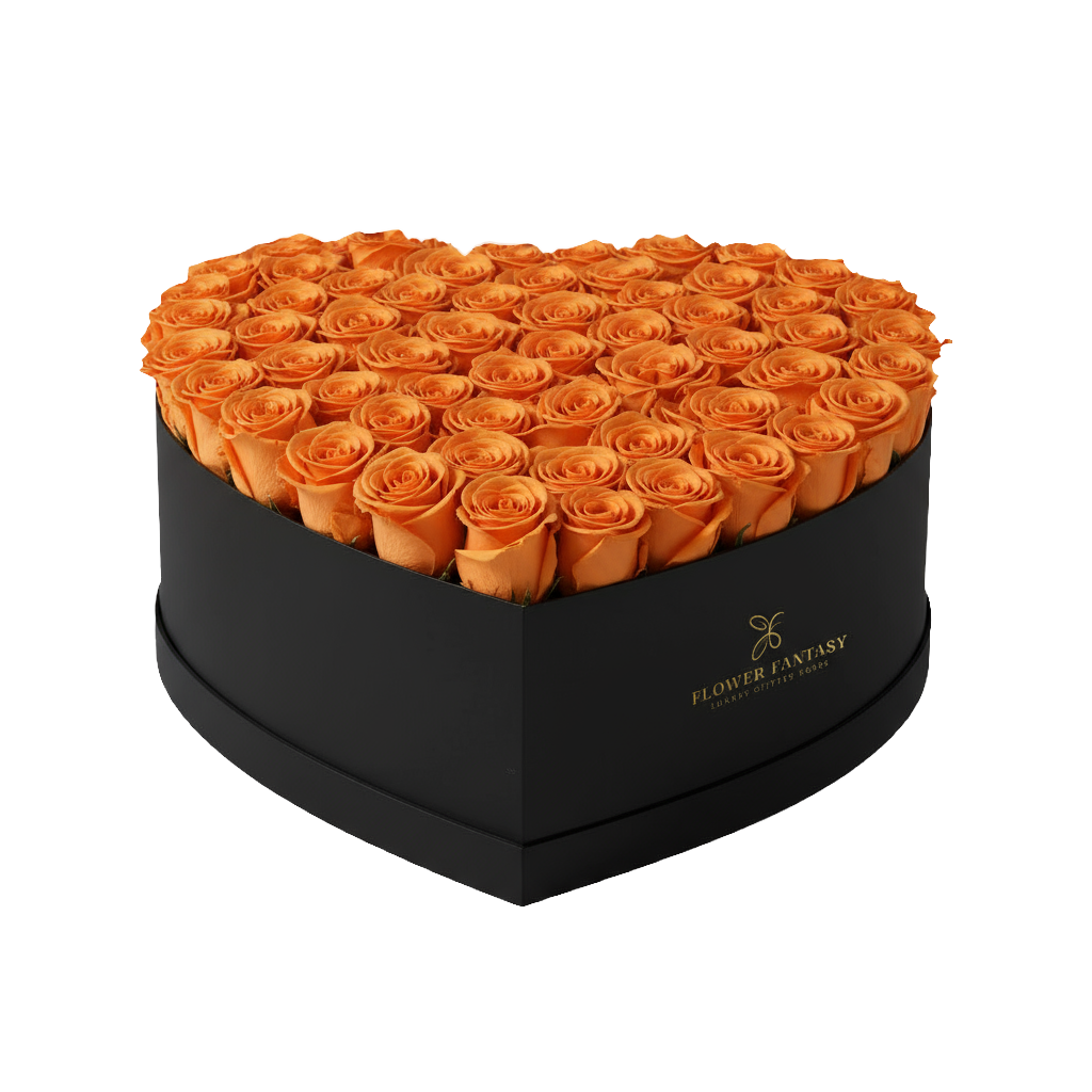 Heart Rose Box | Orange