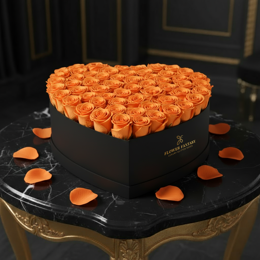 Heart Rose Box | Orange