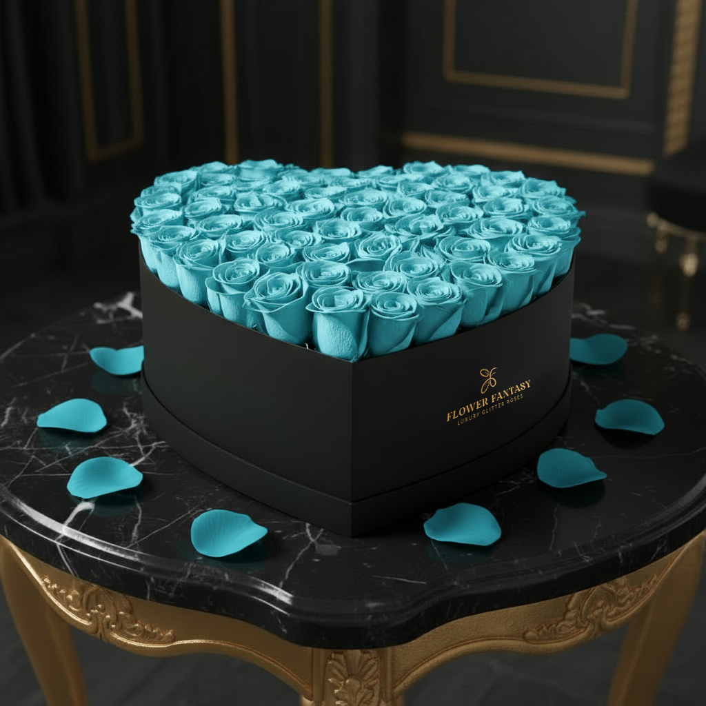 Heart Rose Box | Sky Blue