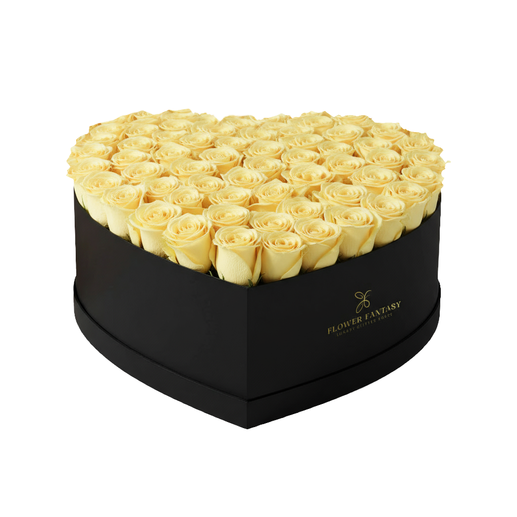 Heart Rose Box | Yellow