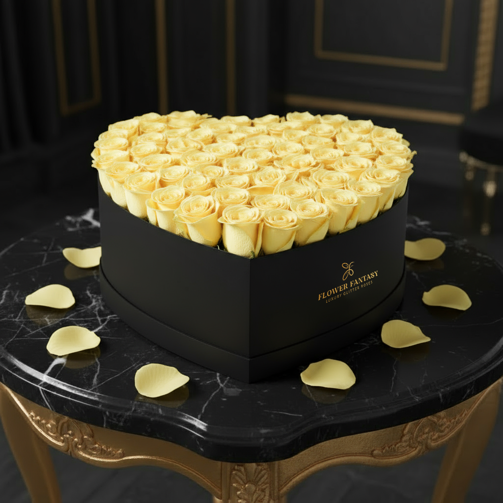 Heart Rose Box | Yellow