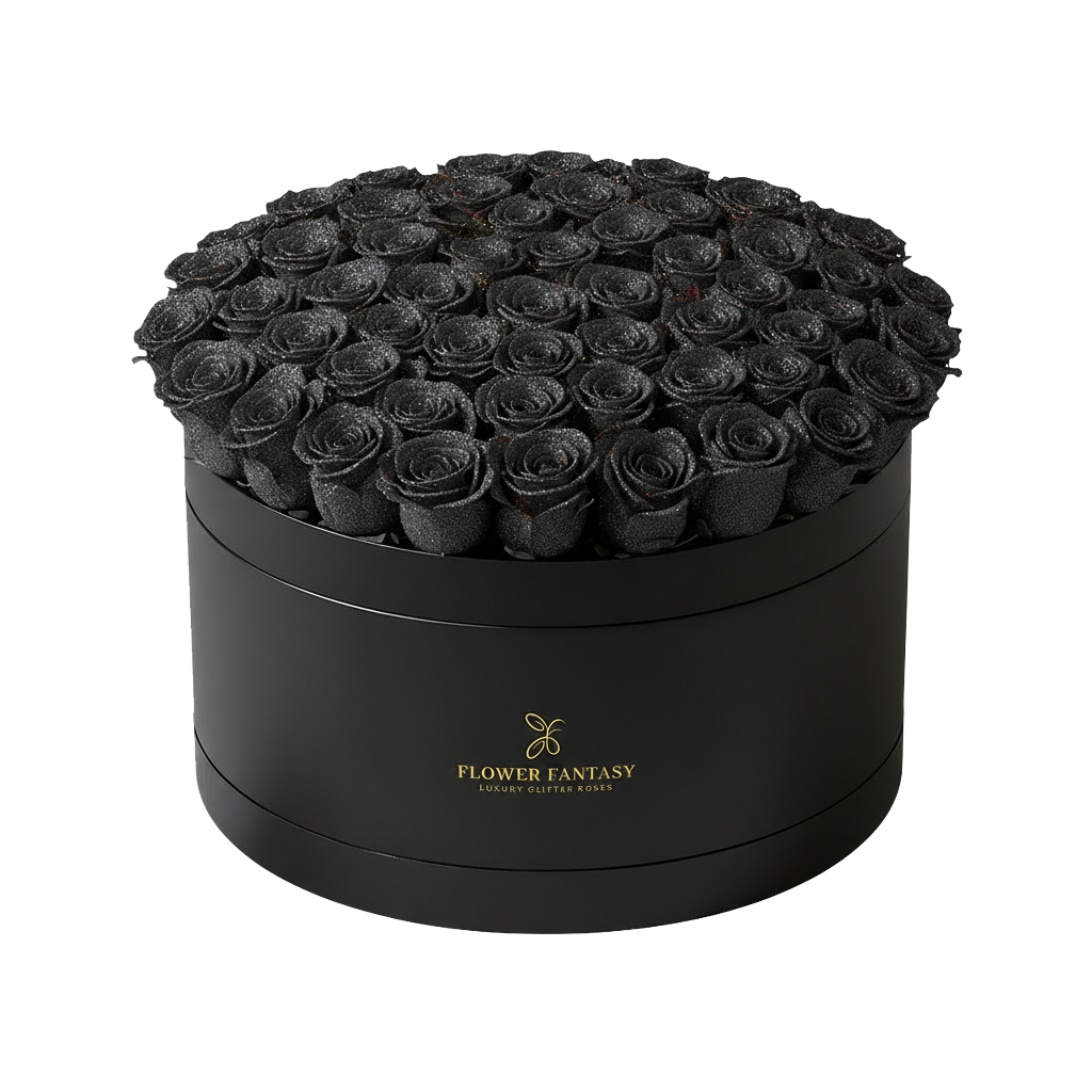 Long Lasting Glitter Rose Box | Black