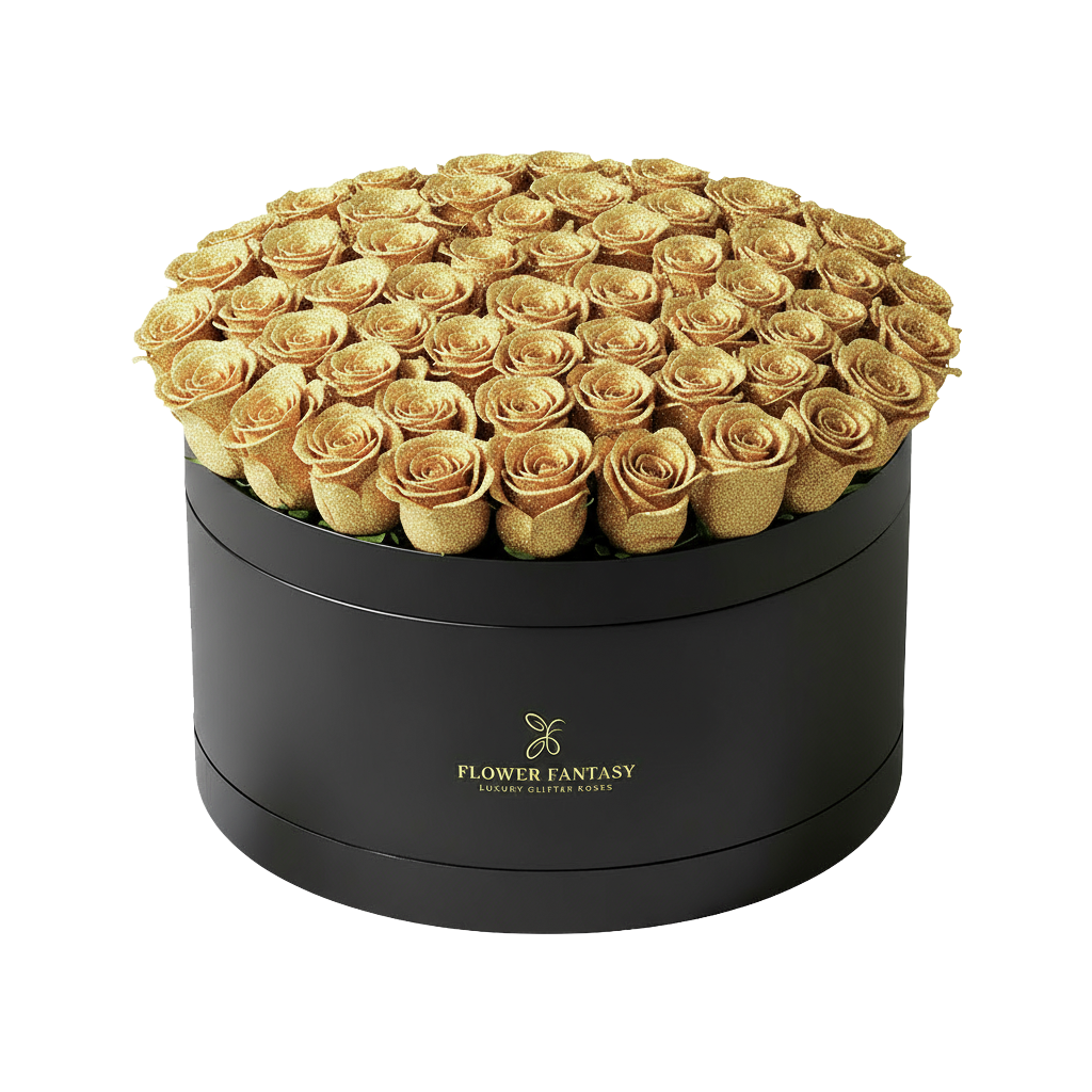 Long Lasting Glitter Rose Box | Gold