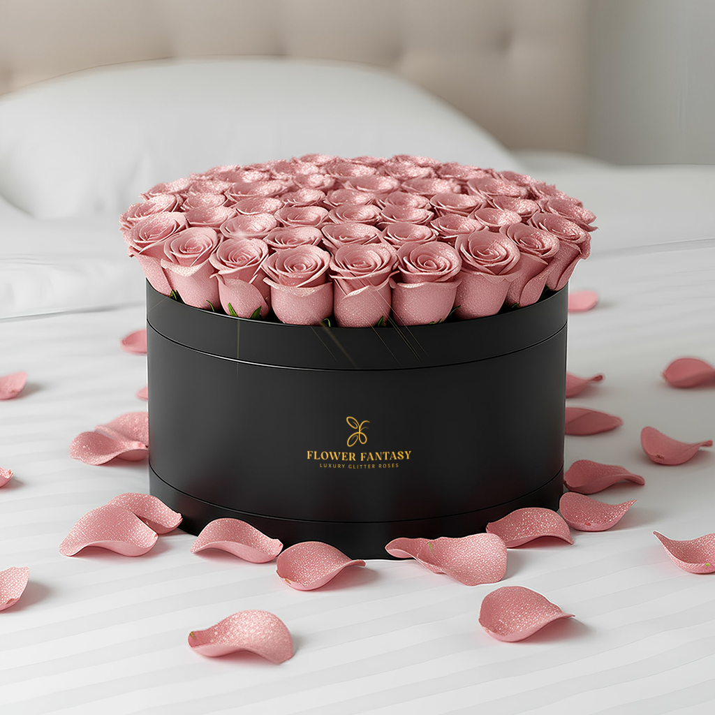 Long Lasting Glitter Rose Box | Pink