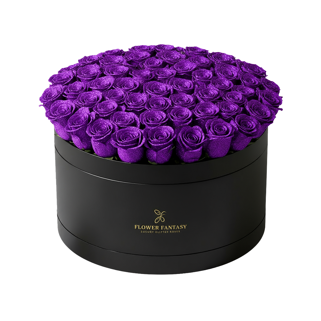 Long Lasting Glitter Rose Box | Purple