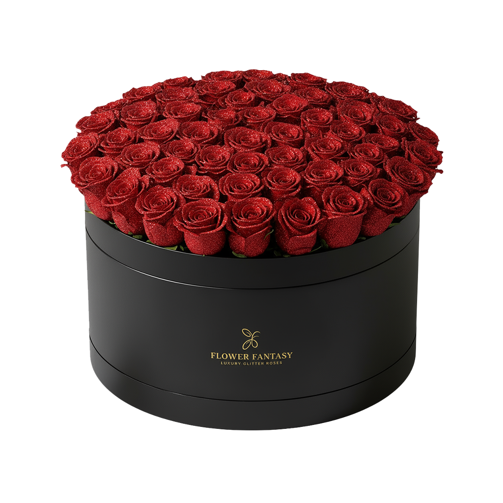 Long Lasting Glitter Rose Box | Red