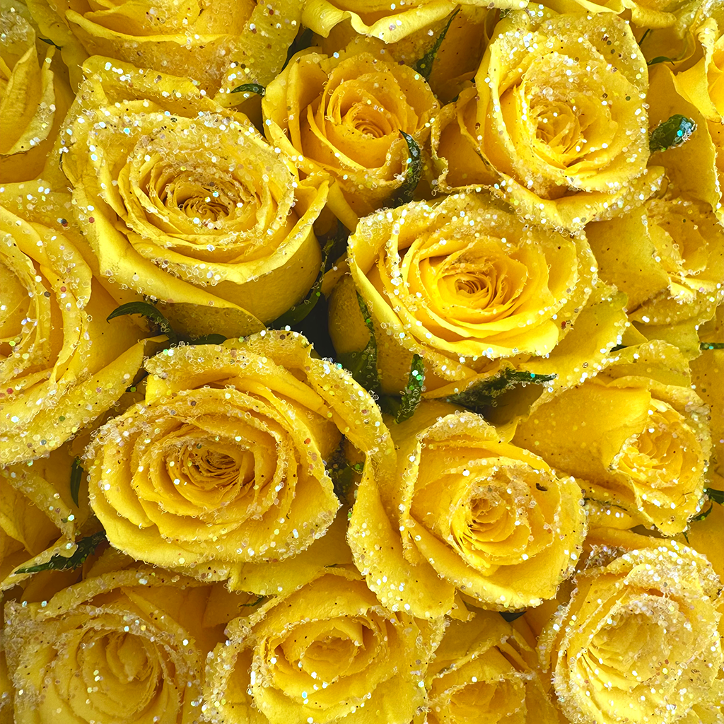 Fresh Glitter Rose Box | Yellow