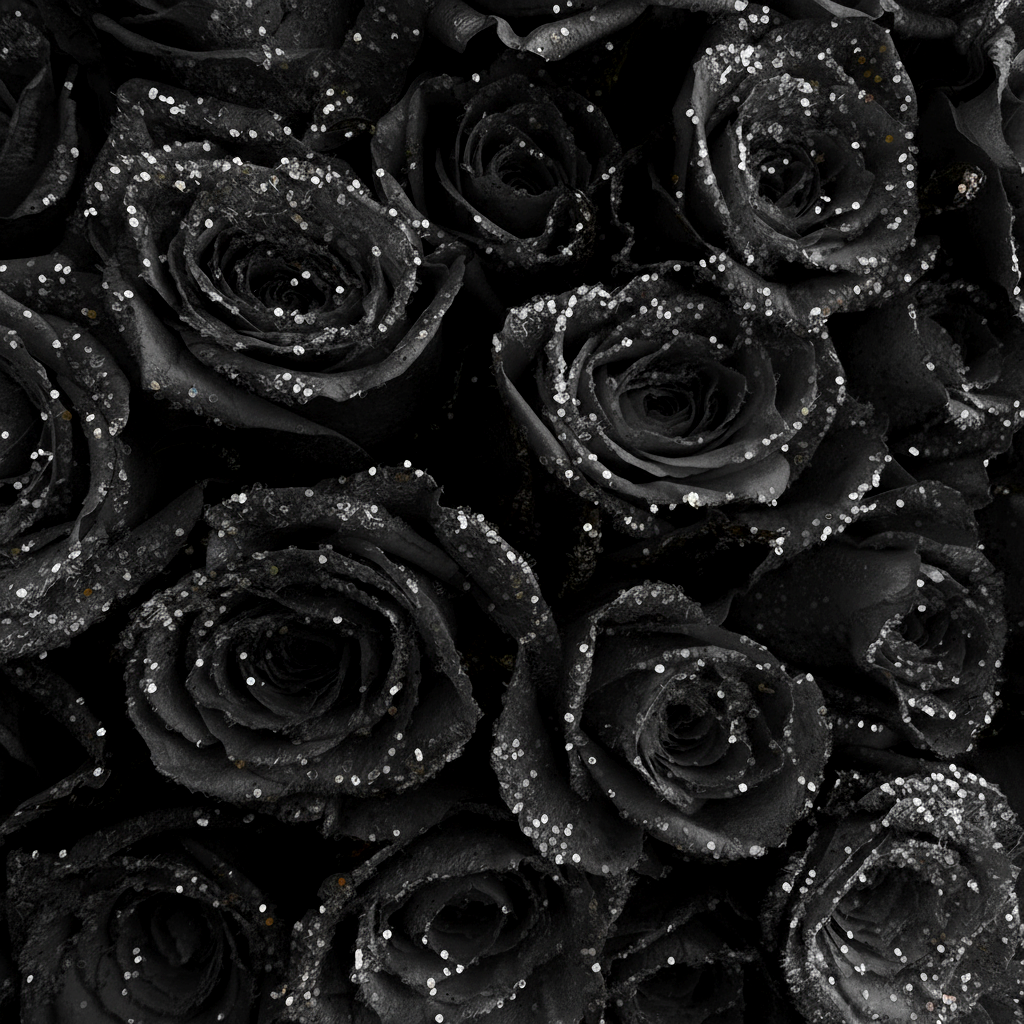 Fresh Glitter Rose Bouquet | Black