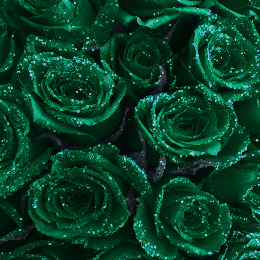 Fresh Glitter Rose Bouquet | Emerald Green