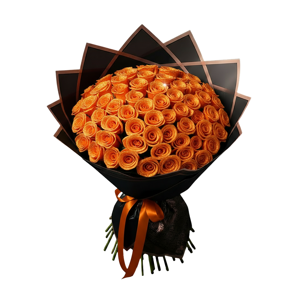 Fresh Glitter Rose Bouquet | Orange