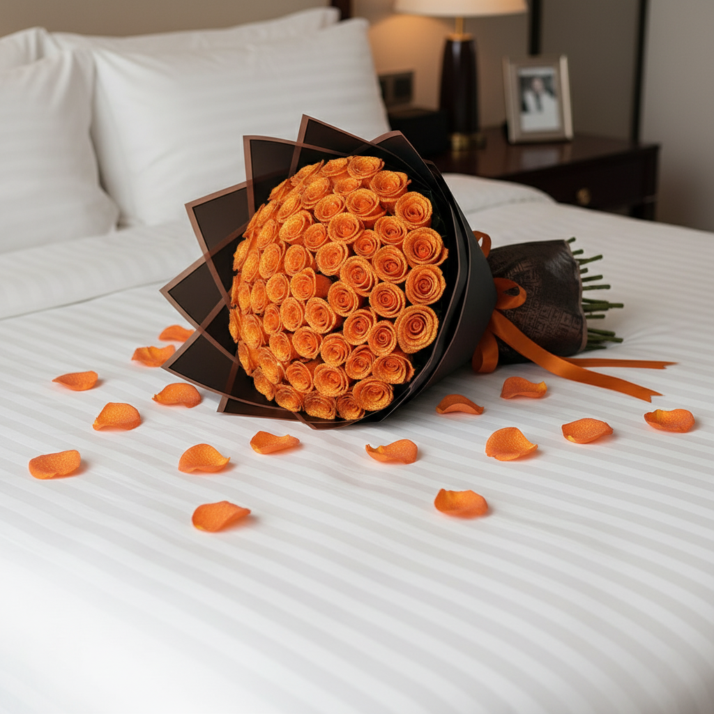 Fresh Glitter Rose Bouquet | Orange