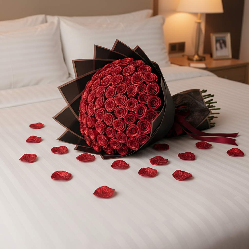 Fresh Glitter Rose Bouquet | Red