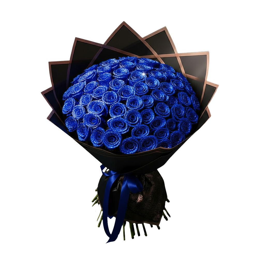 Fresh Glitter Rose Bouquet | Royal Blue