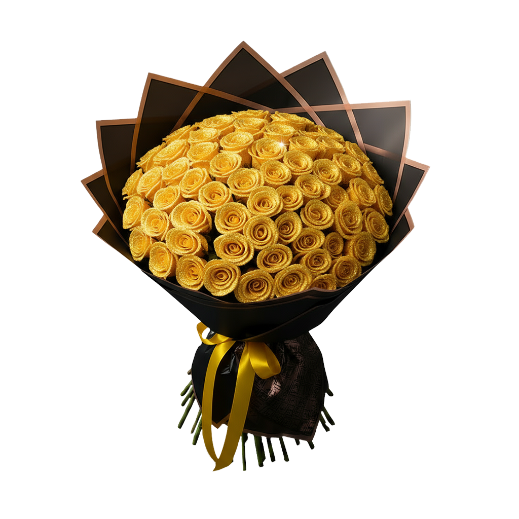 Fresh Glitter Rose Bouquet | Yellow