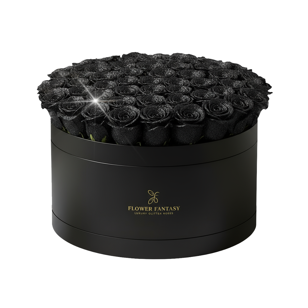 Fresh Glitter Rose Box | Black