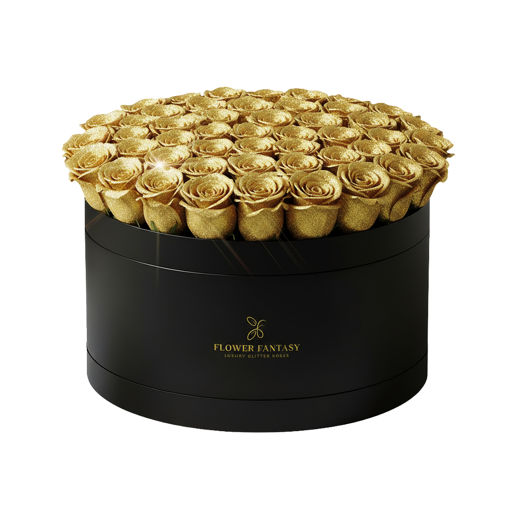 Fresh Glitter Rose Box | Gold