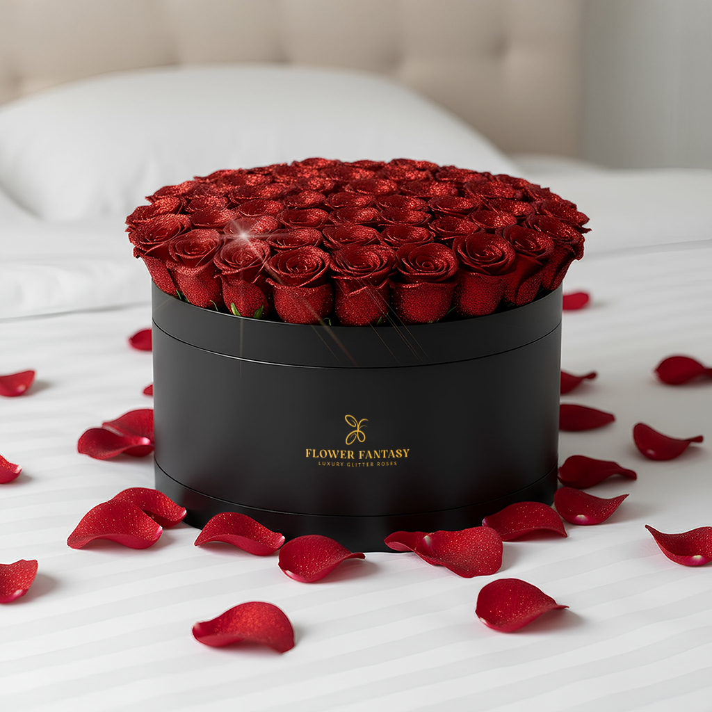 Fresh Glitter Rose Box | Red