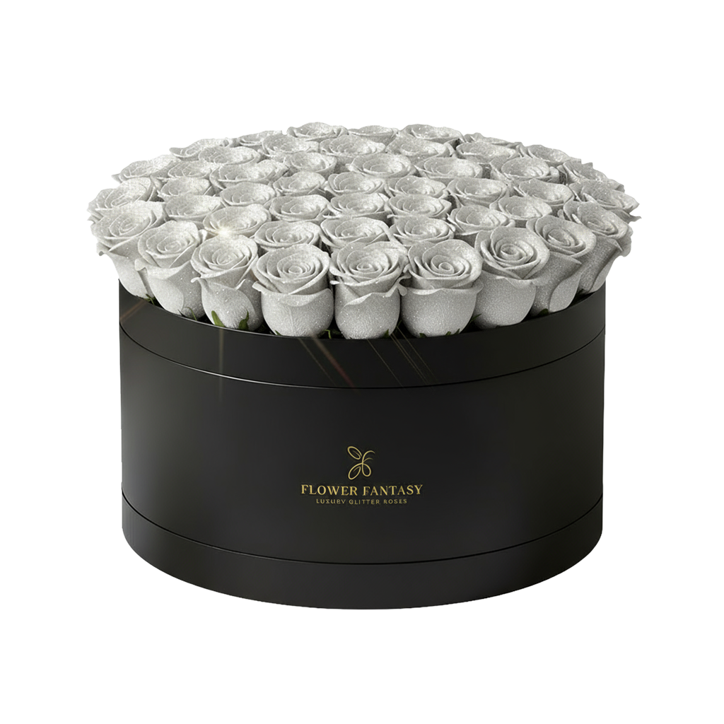 Fresh Glitter Rose Box | Silver