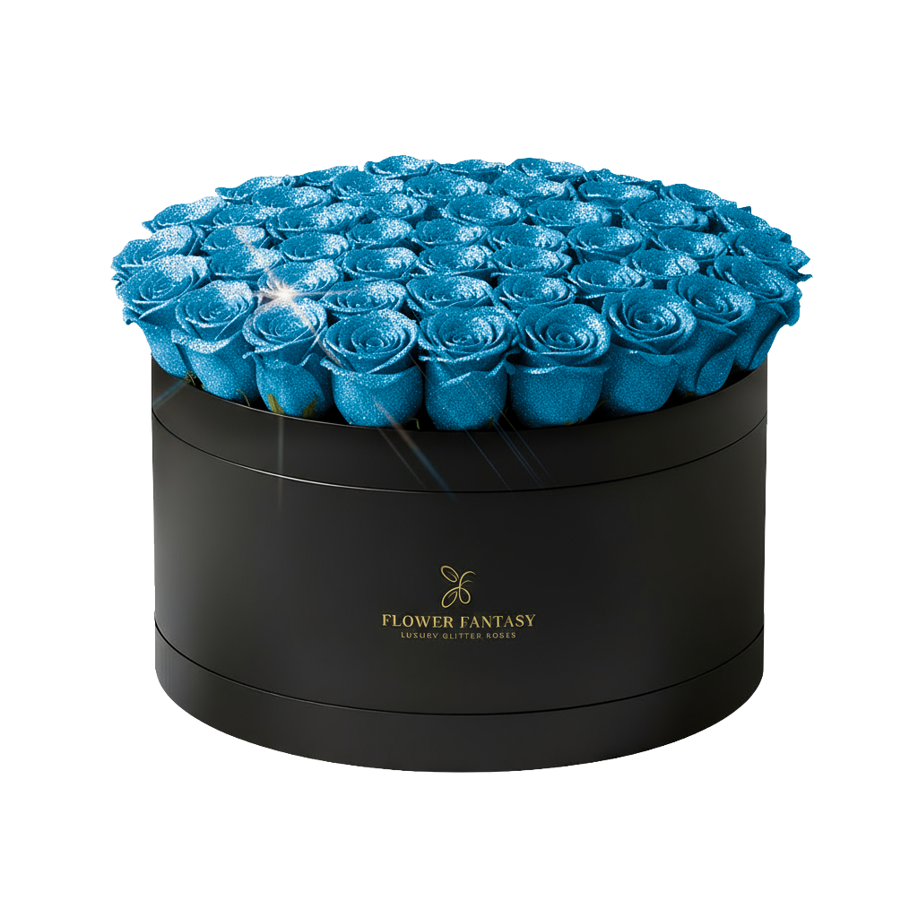 Fresh Glitter Rose Box | Sky Blue