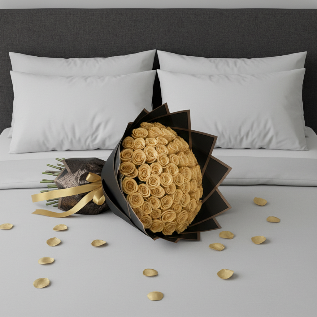 Fresh Rose Bouquet | Gold