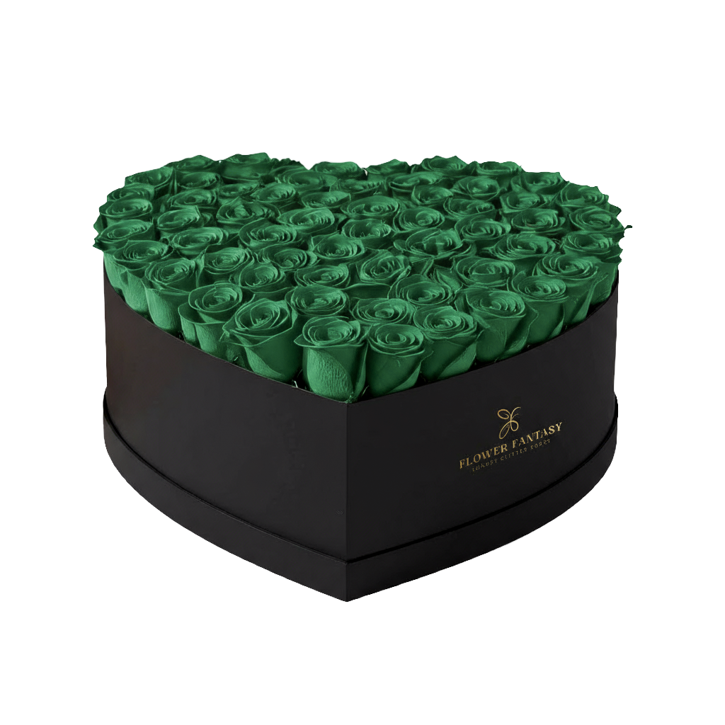 Heart Rose Box | Emerald Green