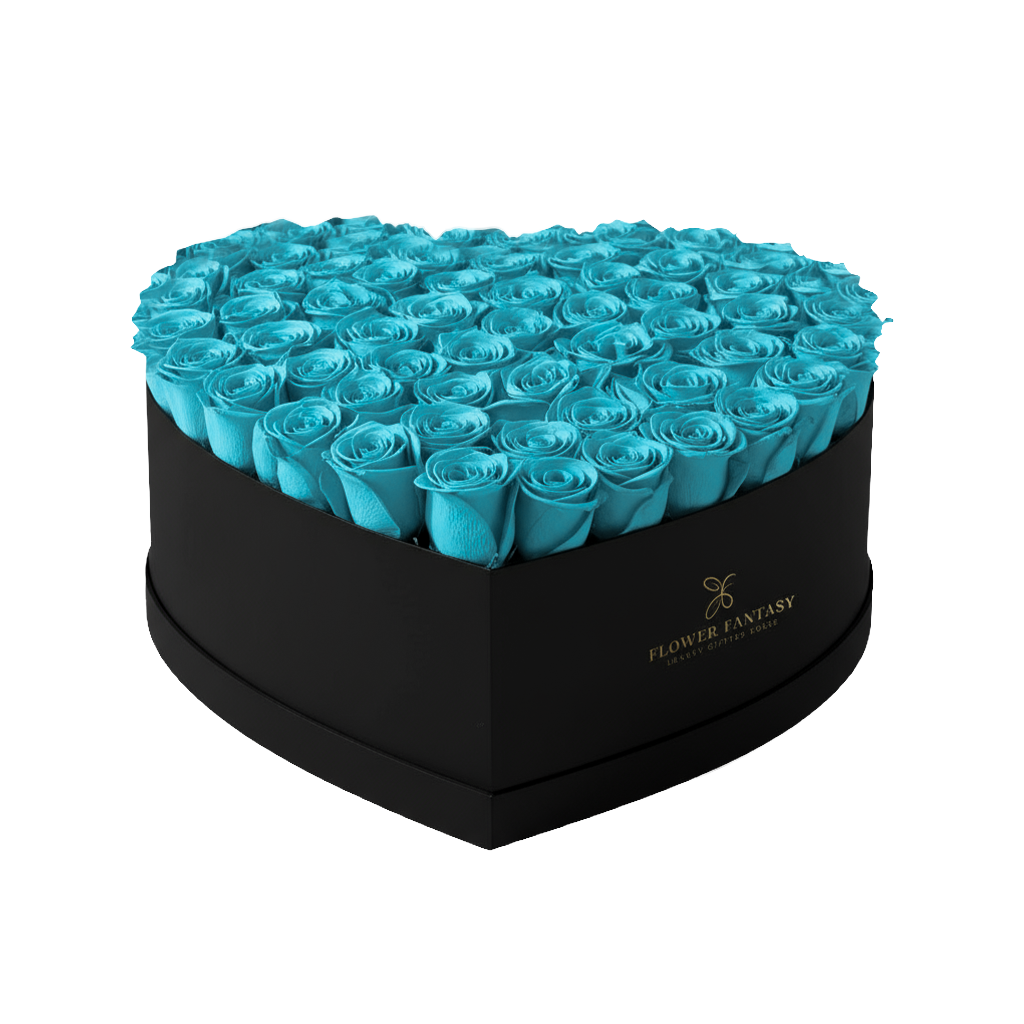 Heart Rose Box | Sky Blue